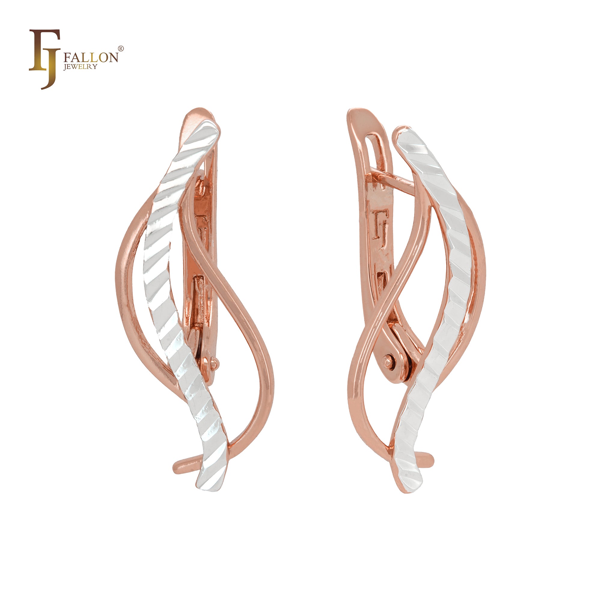 Twisted bonds Rose Gold two tone Russian Lock Earrings