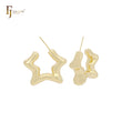 Brincos de argola em forma de estrela em zigue-zague brilhante em ouro 14K, ouro rosa e ouro branco