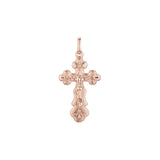 🔥 Eastern Orthodox Russian budded pendant in 14K Gold, Rose Gold two tone plating colors