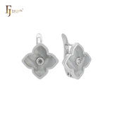 🔥 Lotus lucky white or black colorful clover Rose Gold Russian Lock Earrings