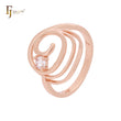 Anillos de moda elegantes en oro rosa con ondas giratorias y circonitas blancas