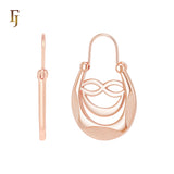 Ripple Hammered Rose Gold wire hook Brasket Earrings