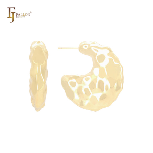 Pendientes de oro de 14 quilates, oro rosa y oro blanco con forma de pepita irregular