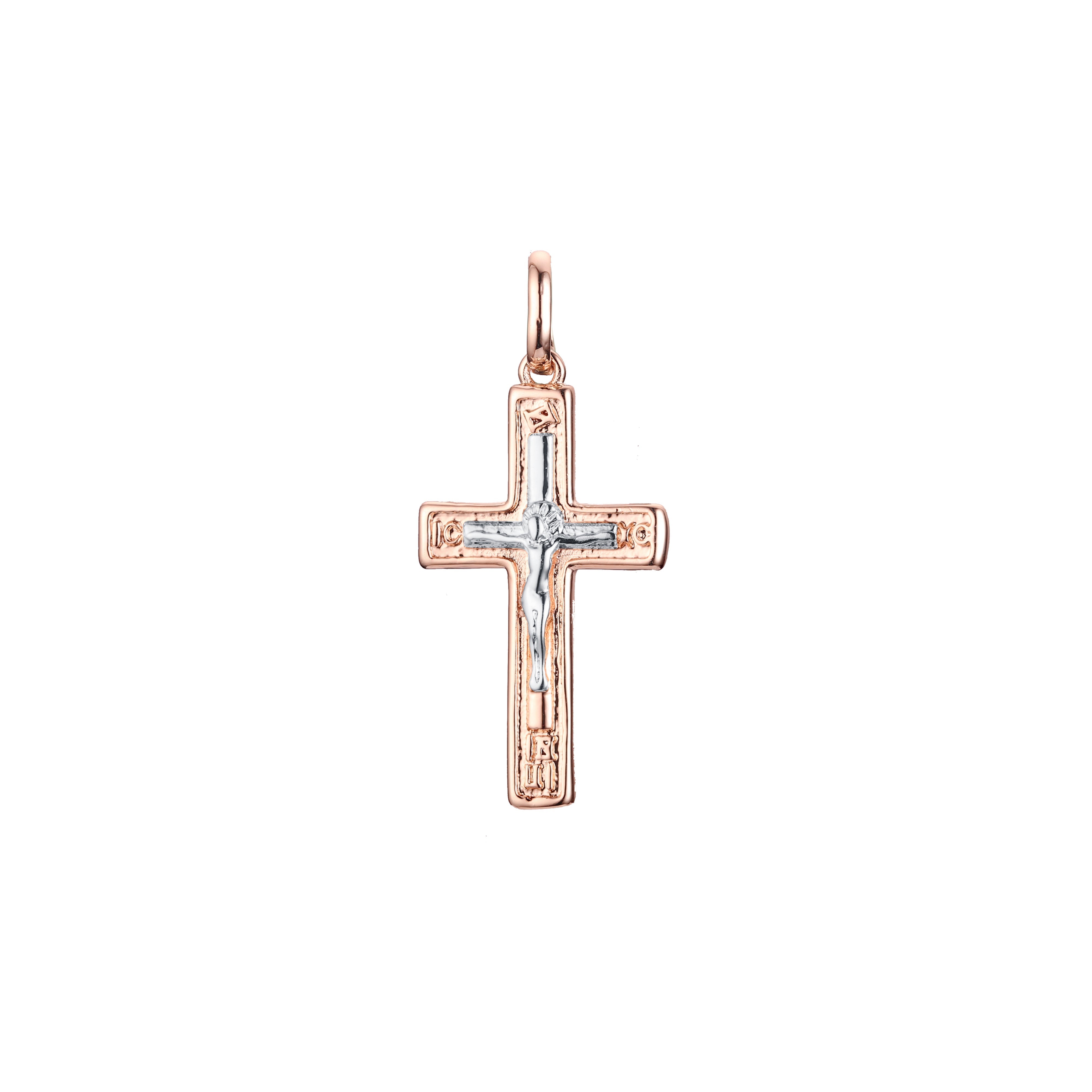 🔥 Eastern Orthodox Russian pendant in Rose Gold two tone, 14K Gold plating colors