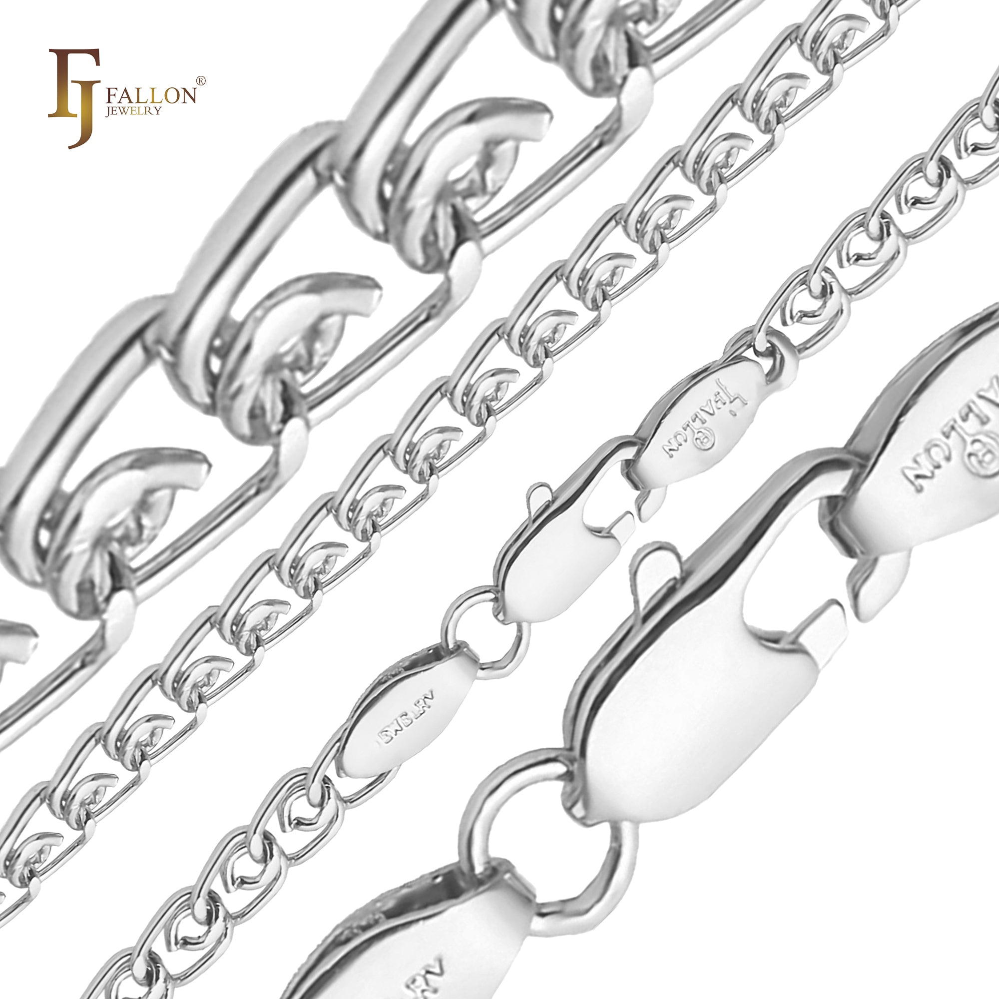 .Weaving love cable link chains plated in White Gold