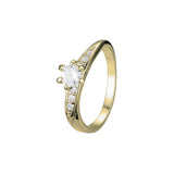 Cluster White CZs 14K Gold Wedding Set Rings