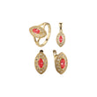 Juego de joyas con piedras grandes Halo Marquise chapado en Oro 14K, oro rosa