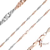 .Classic Singapore single link 14K Gold, two tone, 18K Gold chains