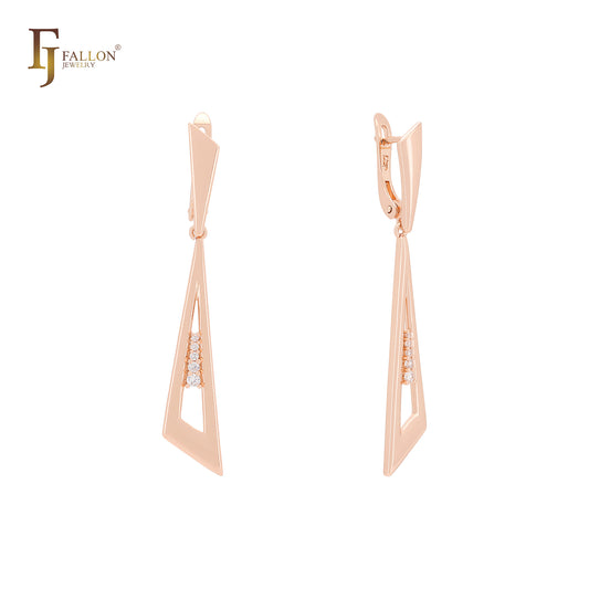 Triangular Drop Geometric Rose Gold Clip-On Earrings