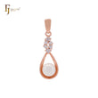Pearl with white CZs Elegant embracing Rose Gold Pendant