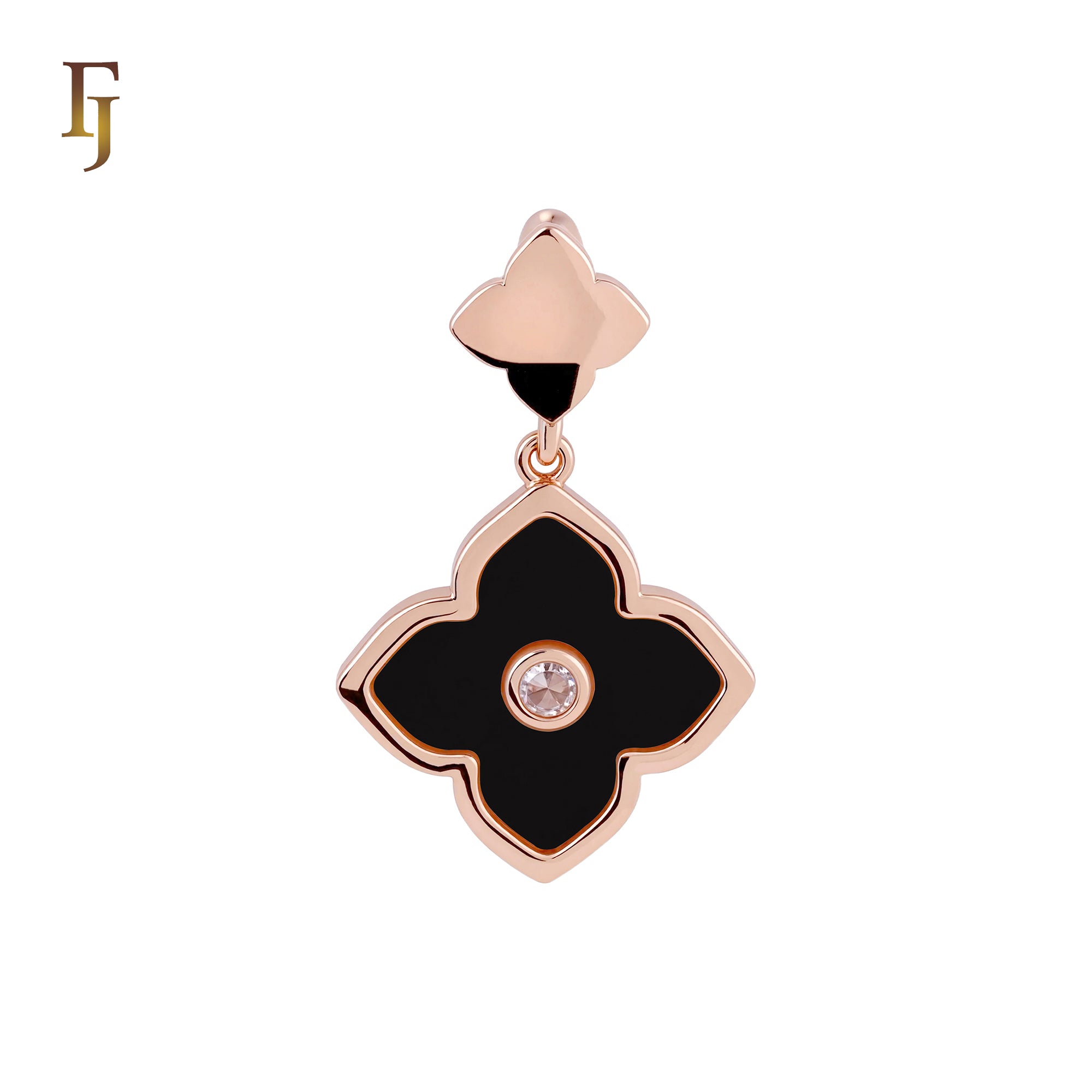 🔥 Colorful Onyx Clover Flower Princess Rose Gold, White Gold Pendant