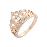 Luxuriöse weiße CZ-Cluster 14 Karat Gold, Roségold, zweifarbige Kronenringe