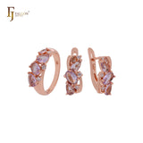 Cluster hellrosa lila luxuriöses CZs Roségold Schmuckset mit Ringen
