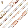 Classic Figaro link three tone 14K Gold, Rose Gold Chains