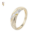 Gold Plated CZ Band Ring for Women – 14K Yellow Gold Twist Design, 4.8mm Wide | FJ Jewelry 53200023-01