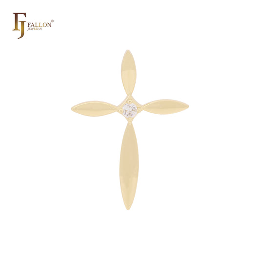Latin Cross white CZs Rose Gold Cross pendant