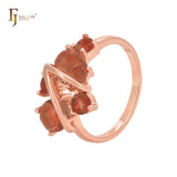 🔥 Great cluster of big CZs of red coffee Rose Gold Fashion Rings
