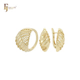 Conjunto de joyas de oro de 14 quilates con forma de croissant hueco y anillos