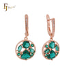 Cluster emerald CZs luxurious Rose Gold Russian Lock Earrings
