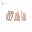 Ribbons ineinandergreifende weiße Zirkonia zweifarbiges Roségold-Schmuckset mit Ringen