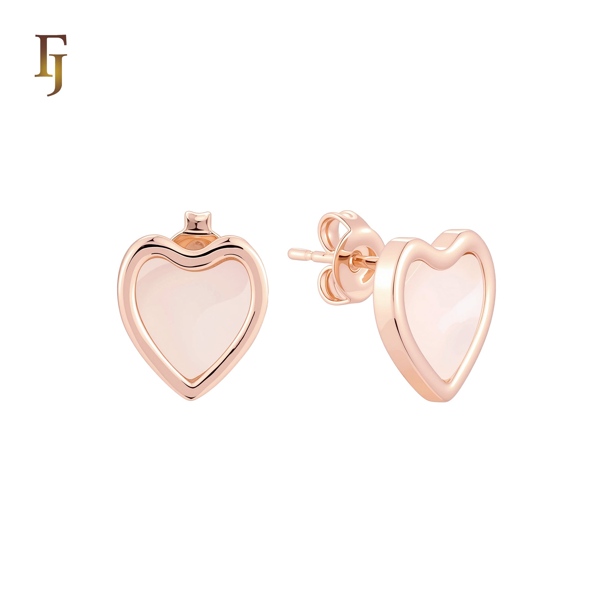Taller Heart of red or white Onyx 14K Gold, Rose Gold Stud Earrings