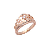 Paved white CZs 14K Gold, Rose Gold Crown rings