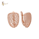 Net mesh filigree Rose Gold Russian Lock Earrings