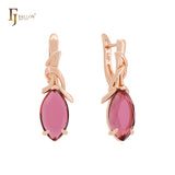 Clawed drop Marquise Solitaire Colorful CZ Rose Gold Clip-On Earrings