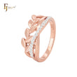 Anillos de moda en oro rosa con mil hojas y circonitas blancas