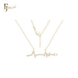 Lightning Arrow of Heart and White CZs 14K Gold Necklace