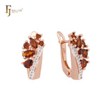 Cluster Red CZs white CZs Rose Gold two tone Clip-On Earrings