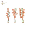 Conjunto de joias com pingente em ouro rosa e zircônias cúbicas em verde-maçã e flores