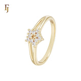 Stars of cluster white CZs 14K Gold Fashion RIngs