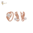 Conjunto de joyas de oro rosa con anillos y filigrana danzante de perla