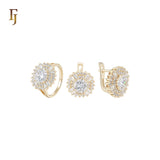 Halo cluster Colorful 14K Gold Jewelry Set with Rings