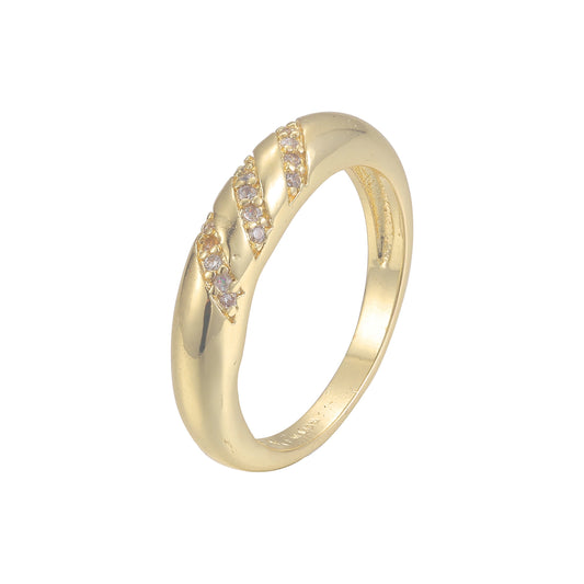 Three row paved white cz Wedding band band 14K Gold, Rose Gold, 18K Gold rings