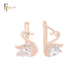 Elegant Swan Goose of white Czs Rose Gold Clip-On Earrings