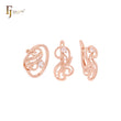 Gedrehte ineinandergreifende Zweige mit weißem Zirkonia, Roségold-Schmuckset mit Ringen