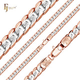 Ripple hammered Curb chains plated in 14K Gold two tone