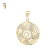 Spinning white CZs rounded filigree snowflake 14K Gold Pendant