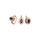 Conjunto de halo de oro rosa con anillos