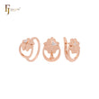 Hearty four leaves clover Rose Gold Jewelry Set with Rings