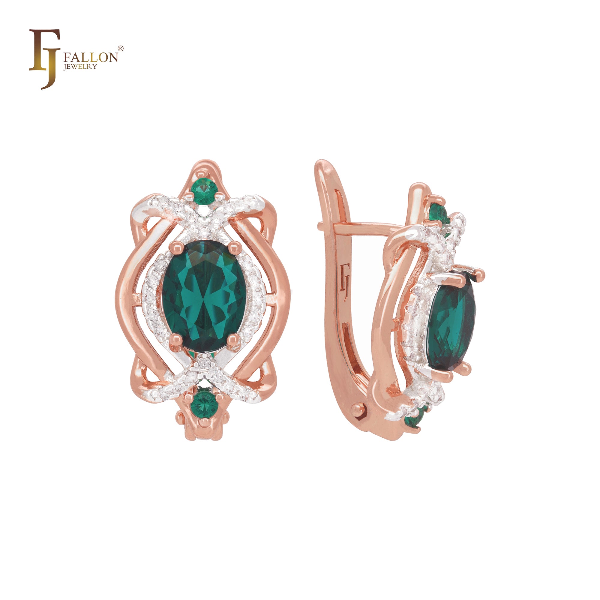 Luxurious interlocking CZs Rose Gold Russian Lock Earrings