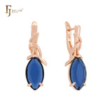 Clawed drop Marquise Solitaire Colorful CZ Rose Gold Clip-On Earrings