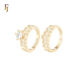 Stairs of white CZs levels 14K Gold white CZs Wedding Set