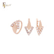 Chevron V-förmiges weißes Cluster CZs Schloss geometrisches Roségold Schmuckset mit Ringen