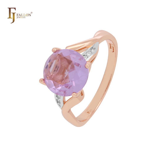 Great solitaire purple red CZ Rose Gold Engagement Rings