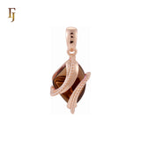 🔥 Double Ribbons clawed elegant Solitaire Colorful CZ Rose Gold Pendant