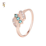 Triple Colorful CZs Rose Gold Fashion Rings