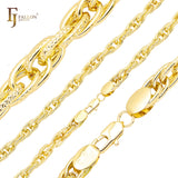 绳索锤镀 18K 金、14K 金、玫瑰金链条